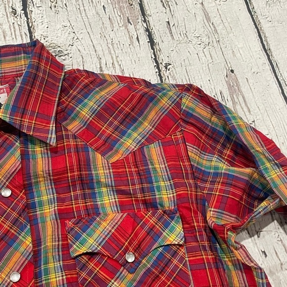 Vintage 80s Chute Plaid Western Pearl Snap Button Down Shirt - Picture 5 of 6